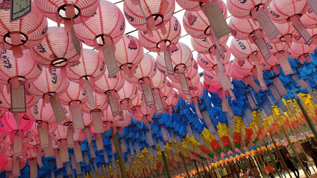colorful lanterns in korea during buggha's birthday