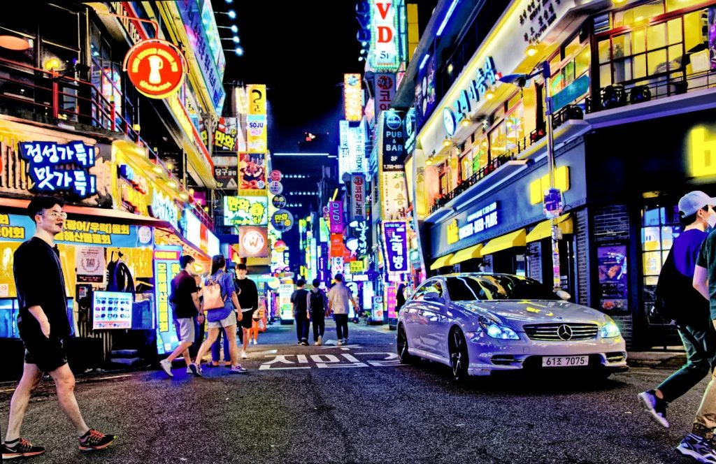 View of Itaewon street, a popular hotspot for night life in Korea