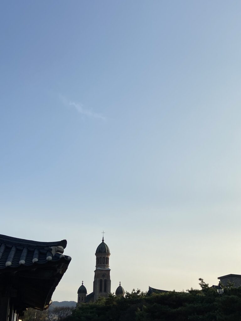 Far away view or Jeonju Cathedral in South Korea
